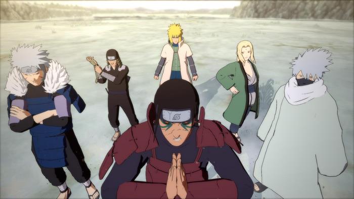 Hashirama, Tobirama, Hiruzen, Minato, Tsunade, and Kakashi from Naruto
