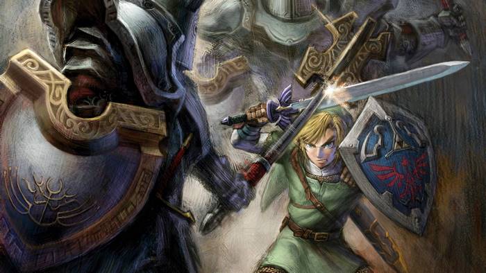 Link from The Legend of Zelda fighting a knight