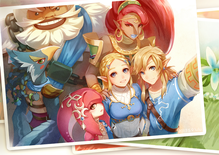 The Legend of Zelda: Breath of the Wild characters taking a selfie