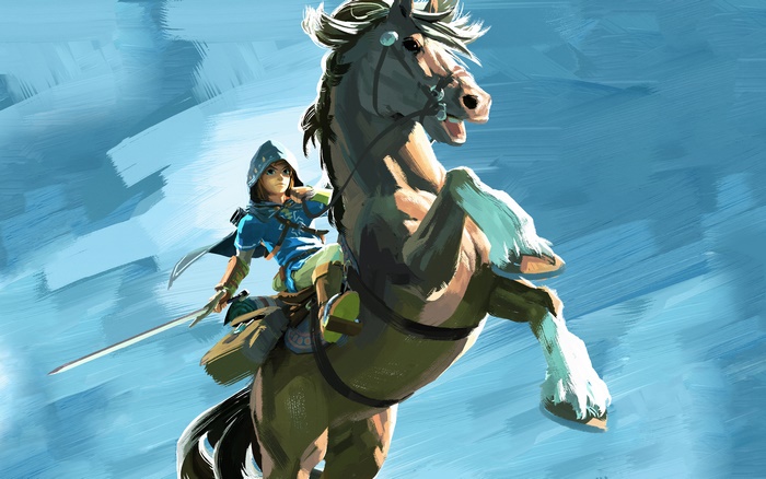 Link from The Legend of Zelda on horseback