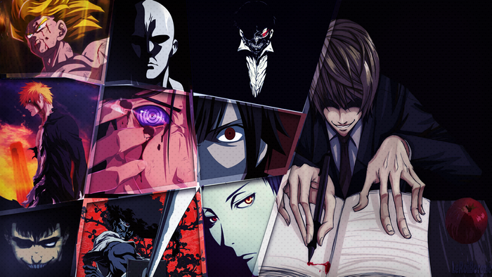 Anime Collage: Goku, Saitama, Ichigo, Sasuke, Kaneki, Light Yagami, Guts, Guts