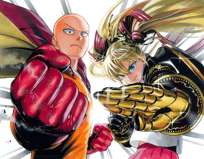 Saitama and Fubuki from One-Punch Man