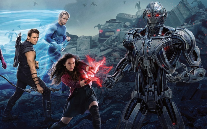 Avengers: Age of Ultron Hawkeye, Quicksilver, Scarlet Witch, and Ultron