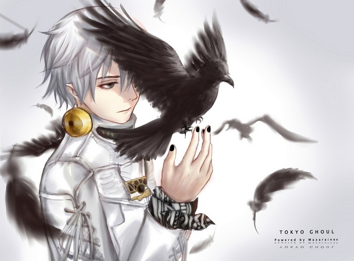Ken Kaneki from Tokyo Ghoul with a crow