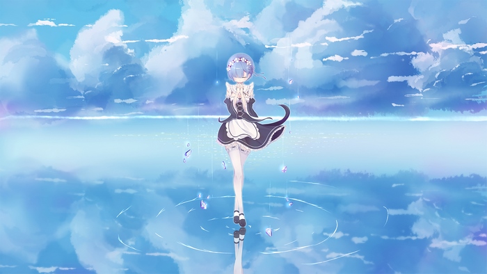 Rem from Re:Zero standing in water