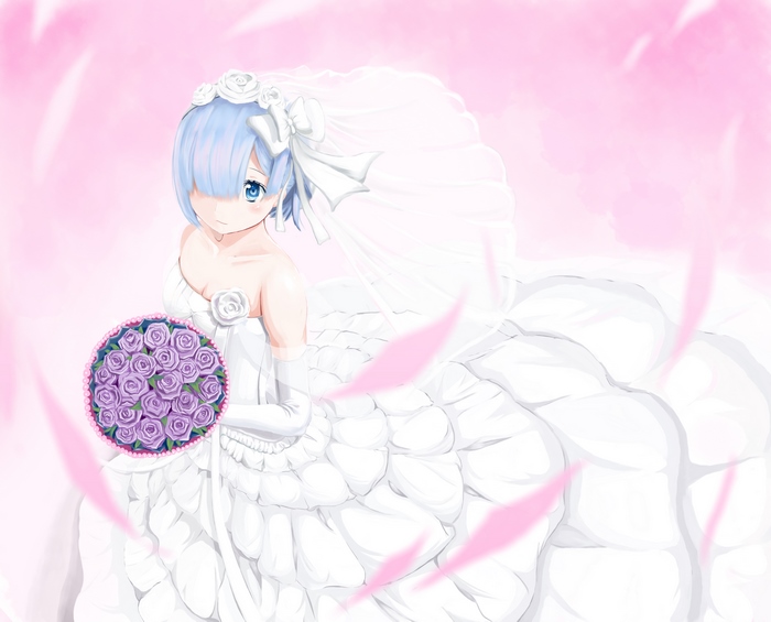 Rem from Re:Zero in a wedding dress