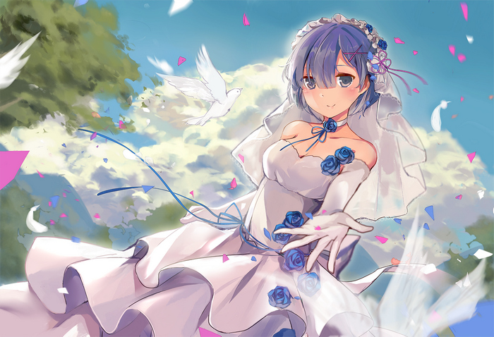 Rem from Re:Zero in a wedding dress