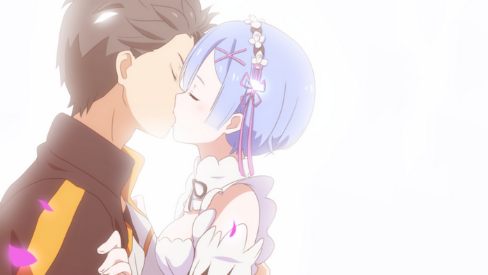 Subaru and Rem kissing from Re:Zero