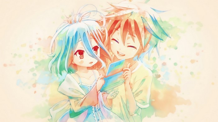 Shiro and Sora from No Game No Life playing a game