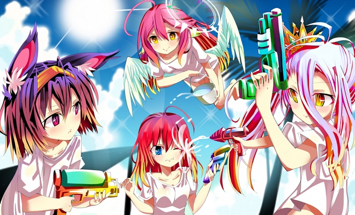 No Game No Life characters with water guns