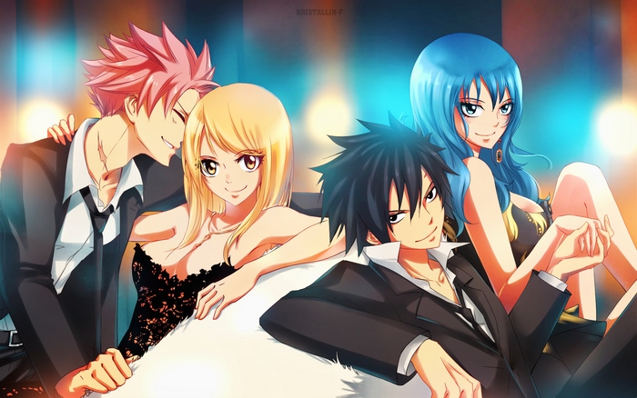Natsu, Lucy, Gray, and Juvia from Fairy Tail
