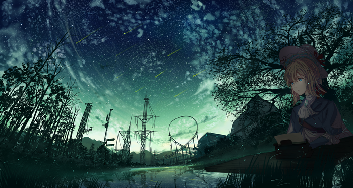 Violet Evergarden under a starry sky