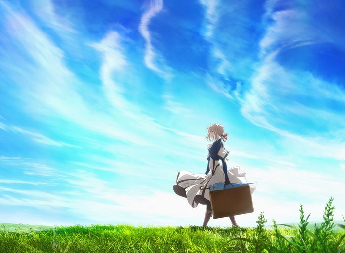 Violet Evergarden walking in a field