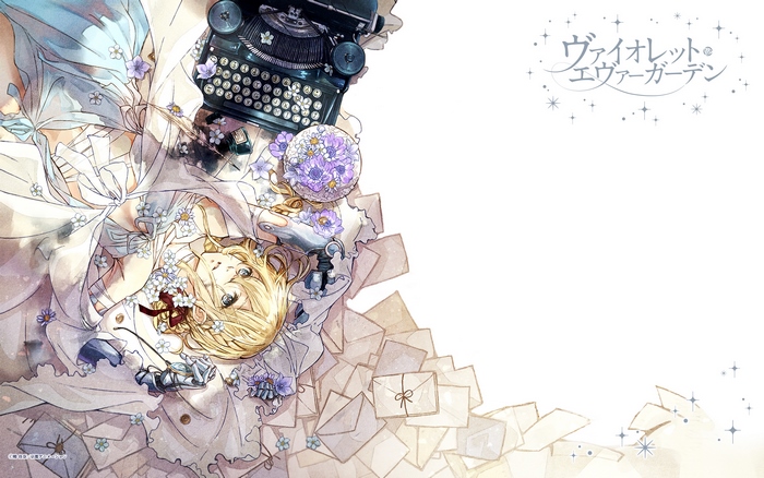 Violet Evergarden with Typewriter and Letters