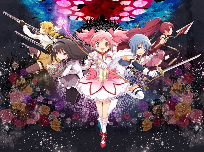 Puella Magi Madoka Magica characters in battle poses