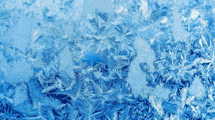 Close-up of frost patterns on a window