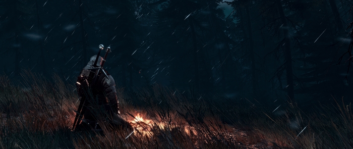 Geralt of Rivia in the rain
