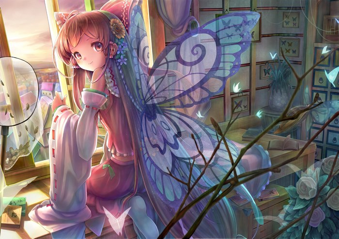 Reimu Hakurei with Butterfly Wings