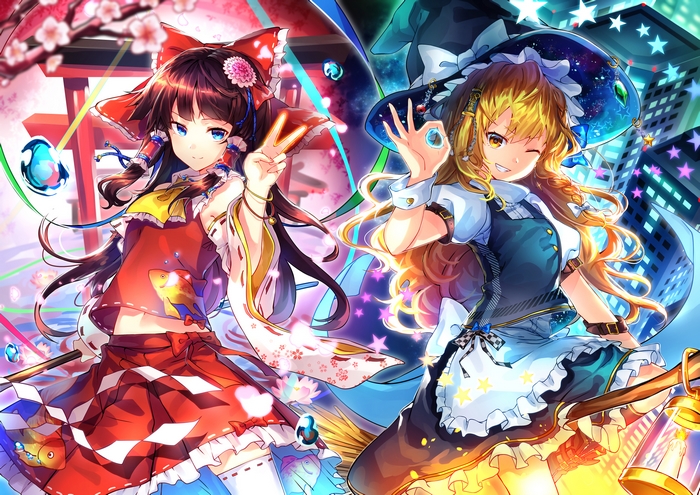 Reimu Hakurei and Marisa Kirisame from Touhou Project