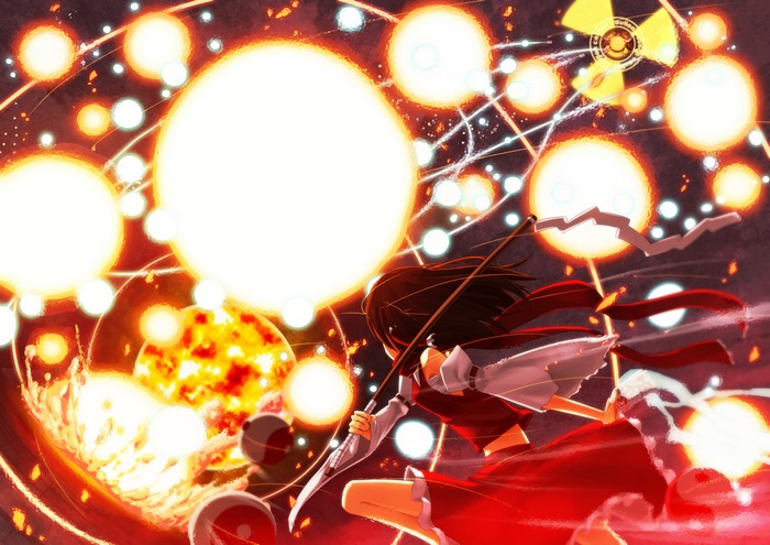 Reimu Hakurei in a cosmic explosion