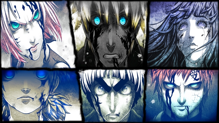 Naruto Characters in a Triptych Style