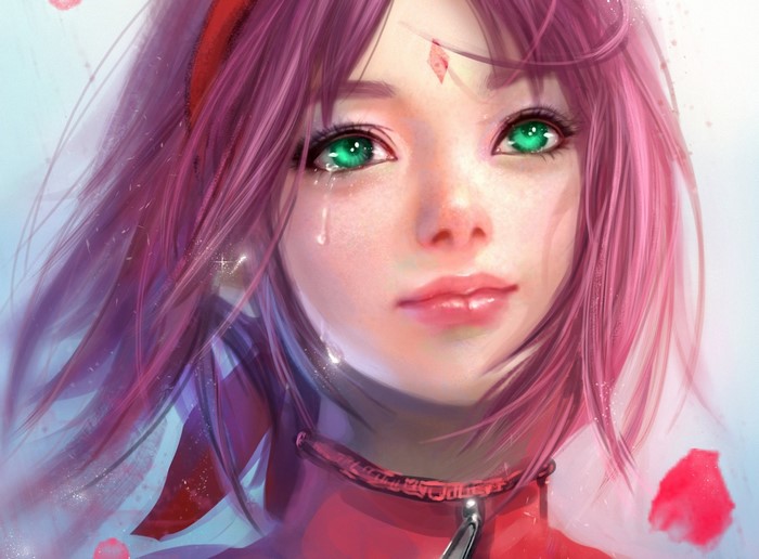 Sakura Haruno with Vibrant Green Eyes and Pink Hair