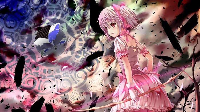 Madoka Kaname with bow and arrow