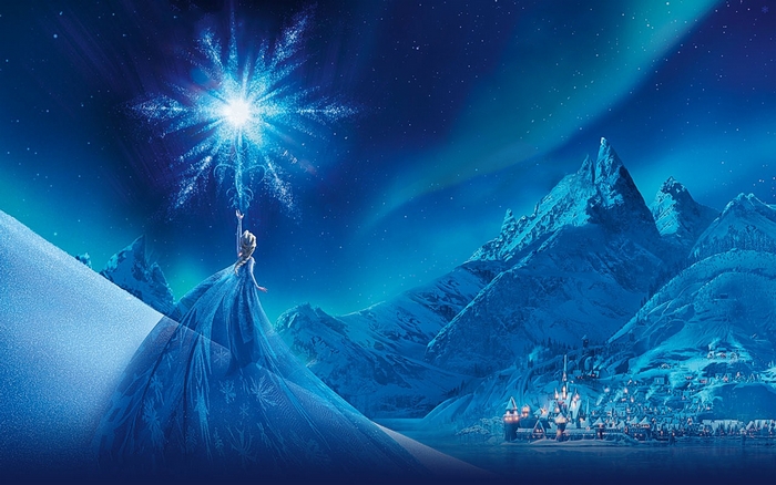 Elsa from Frozen creating a snowflake