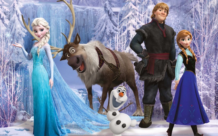 Elsa, Anna, Kristoff, Sven, and Olaf from Frozen