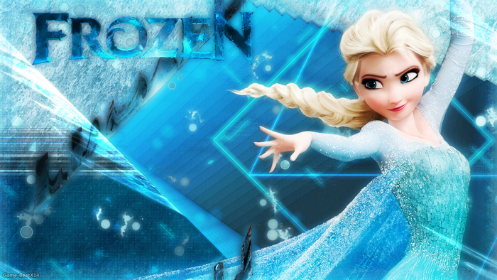 Elsa from Frozen with abstract blue background