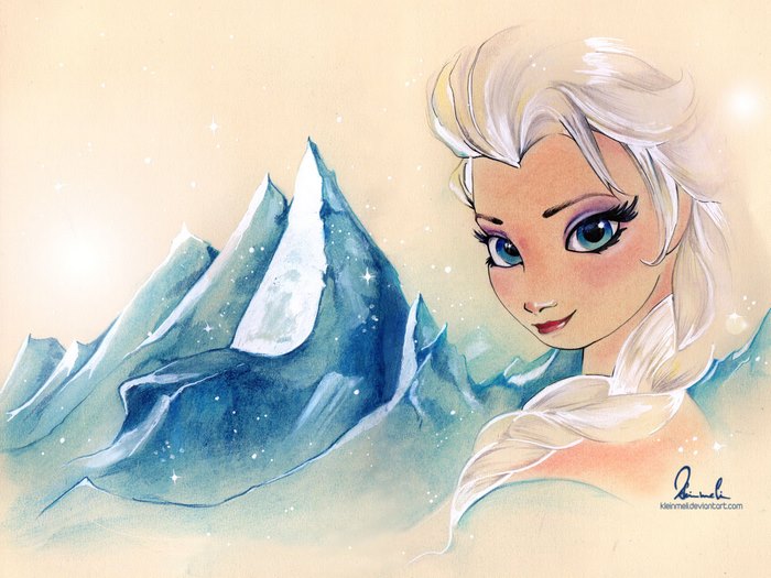 Elsa from Frozen with Ice Mountains