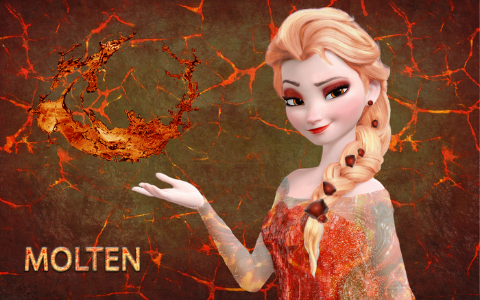 Elsa from Frozen with molten lava theme