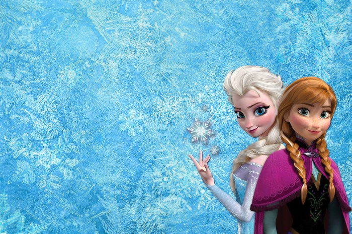 Elsa and Anna from Frozen on an icy background
