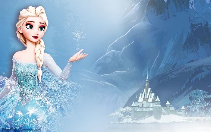 Elsa from Frozen with ice castle