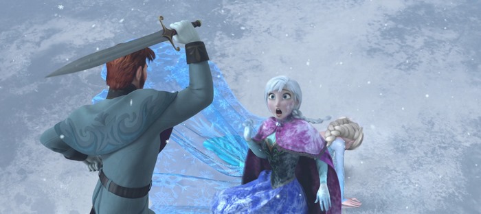 Elsa from Frozen in a snowy battle