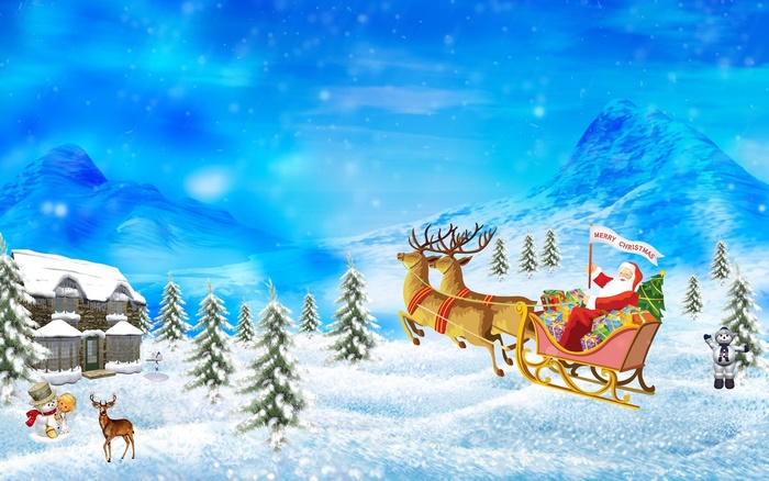 Santa Claus in a Sleigh with Reindeer