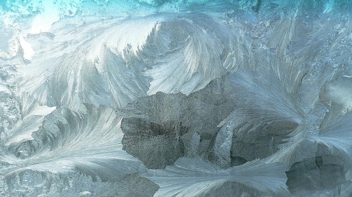 Close-up of frost patterns on a window