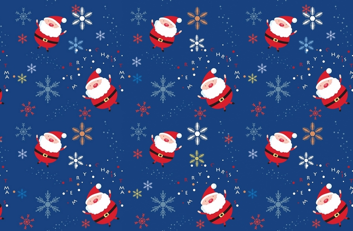 Santa Claus and snowflakes pattern
