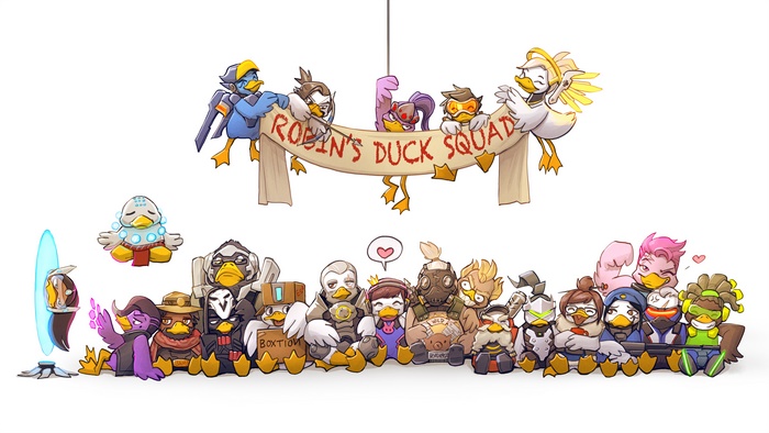 Overwatch characters as ducks in 'Robin's Duck Squad'