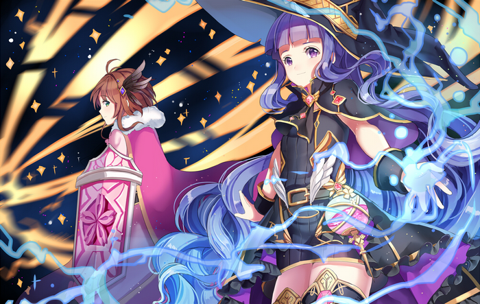 Sakura Kinomoto and witch girl with magic