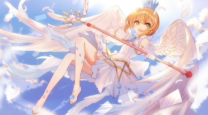 Sakura Kinomoto with Wings and Staff