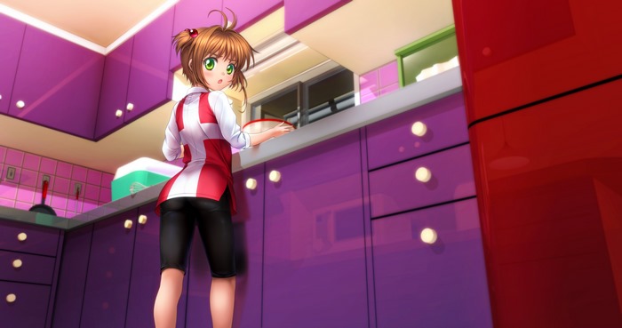 Sakura Kinomoto in a kitchen