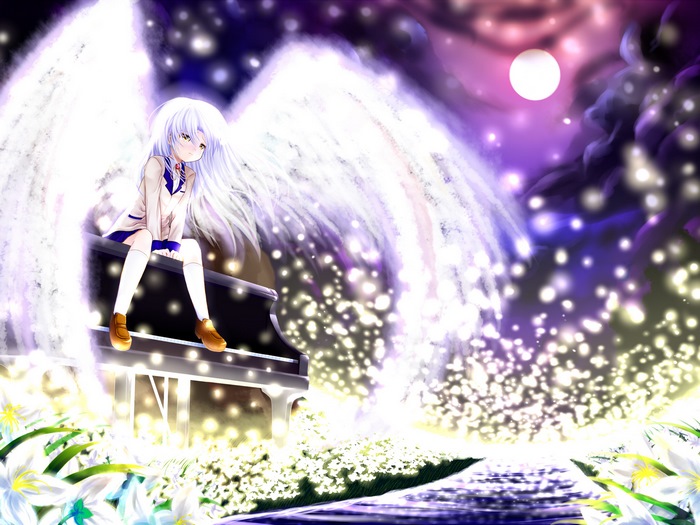Kanade Tachibana with Angel Wings and Piano