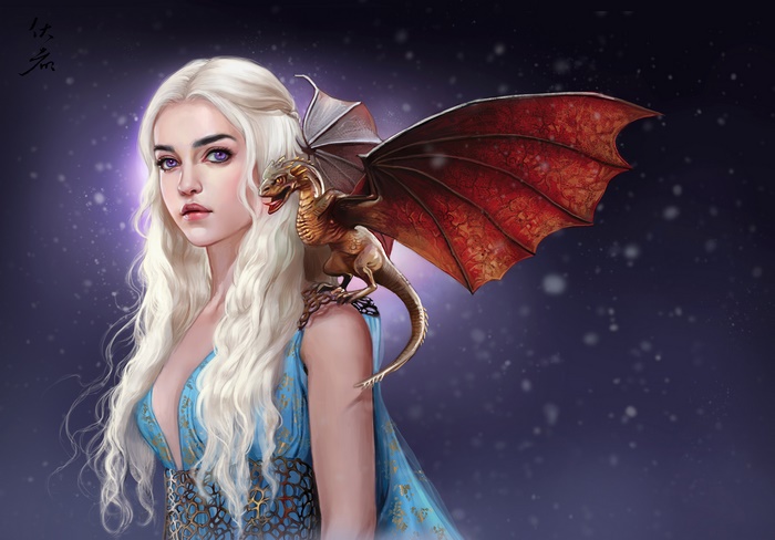 Daenerys Targaryen with a dragon
