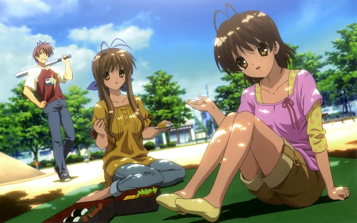 Nagisa Furukawa and friends having a picnic