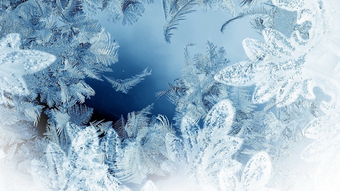 Close-up of frost patterns on a window