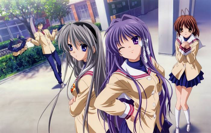 Anime characters in school uniforms