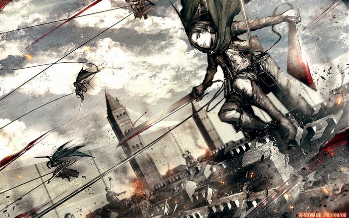 Levi Ackerman from Attack on Titan fighting