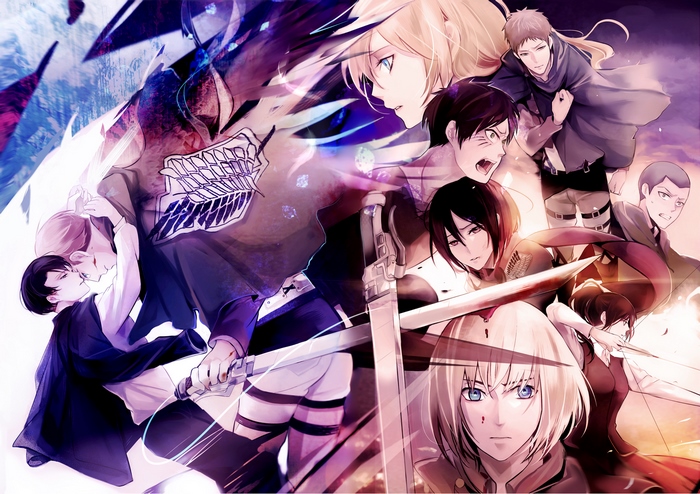 Attack on Titan characters with Survey Corps emblem