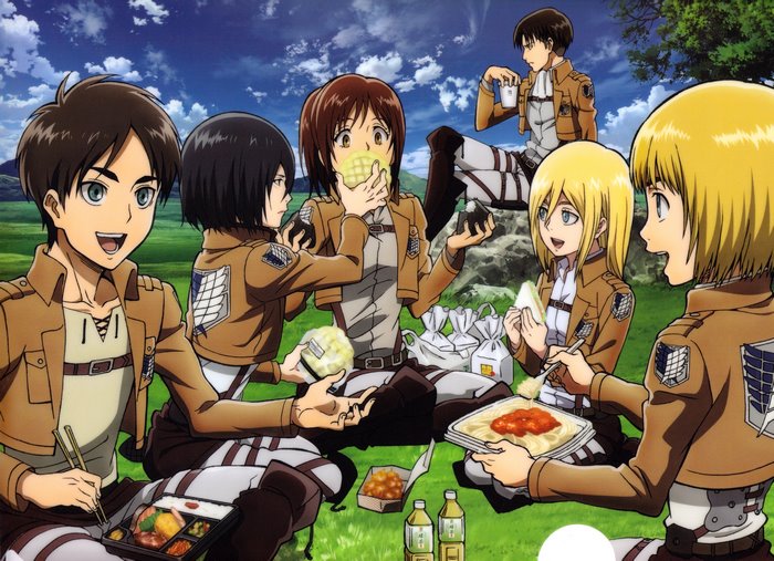 Attack on Titan characters having a picnic